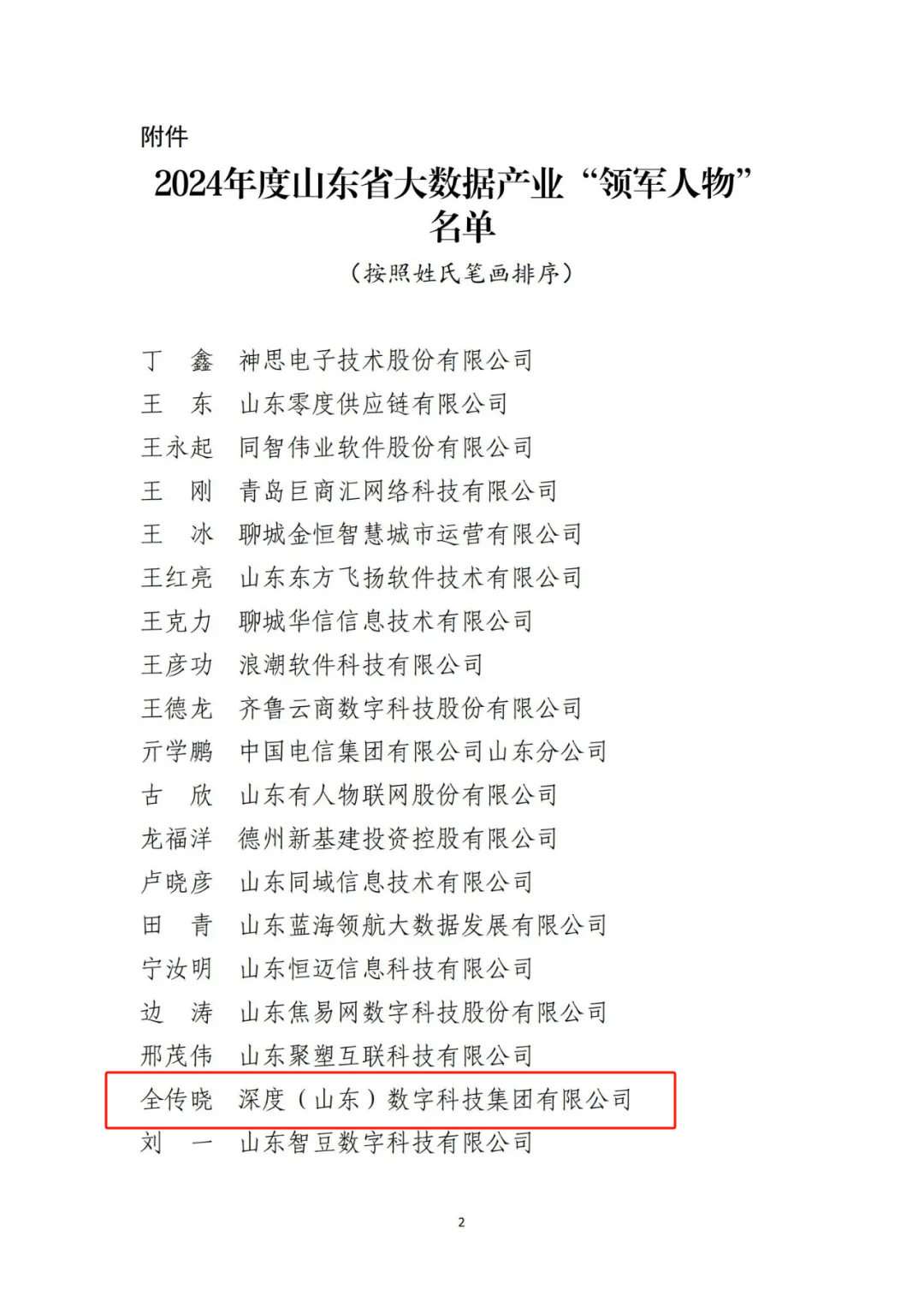 喜报！深度数科集团董事长全传晓荣获2024年度山东省大数据产业“领军人物”称号